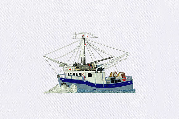 Blue Ship: A Nautical Embroidery Design for Your Next Project