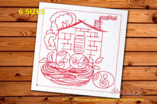 Easter Egg Home Redwork: A Charming Embroidery Choice