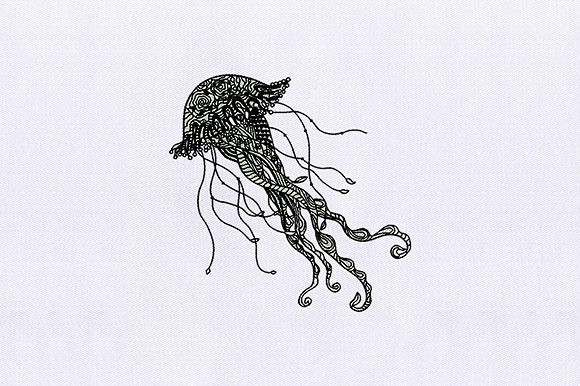 Intricate Mandala Jelly Fish Embroidery Design
