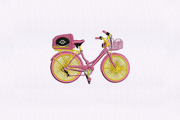 Pink Trunk Bicycle: A Charming Embroidery Design